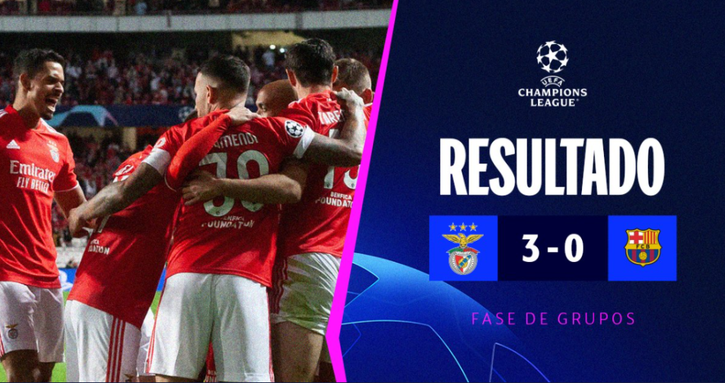 Ficha do jogo com o resultado: Benfica 3-0 Barcelona
